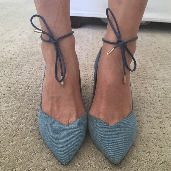 Aquazzura Shoes - AQUAZZURA denim lace-up stiletto heel, 38.5, EUC